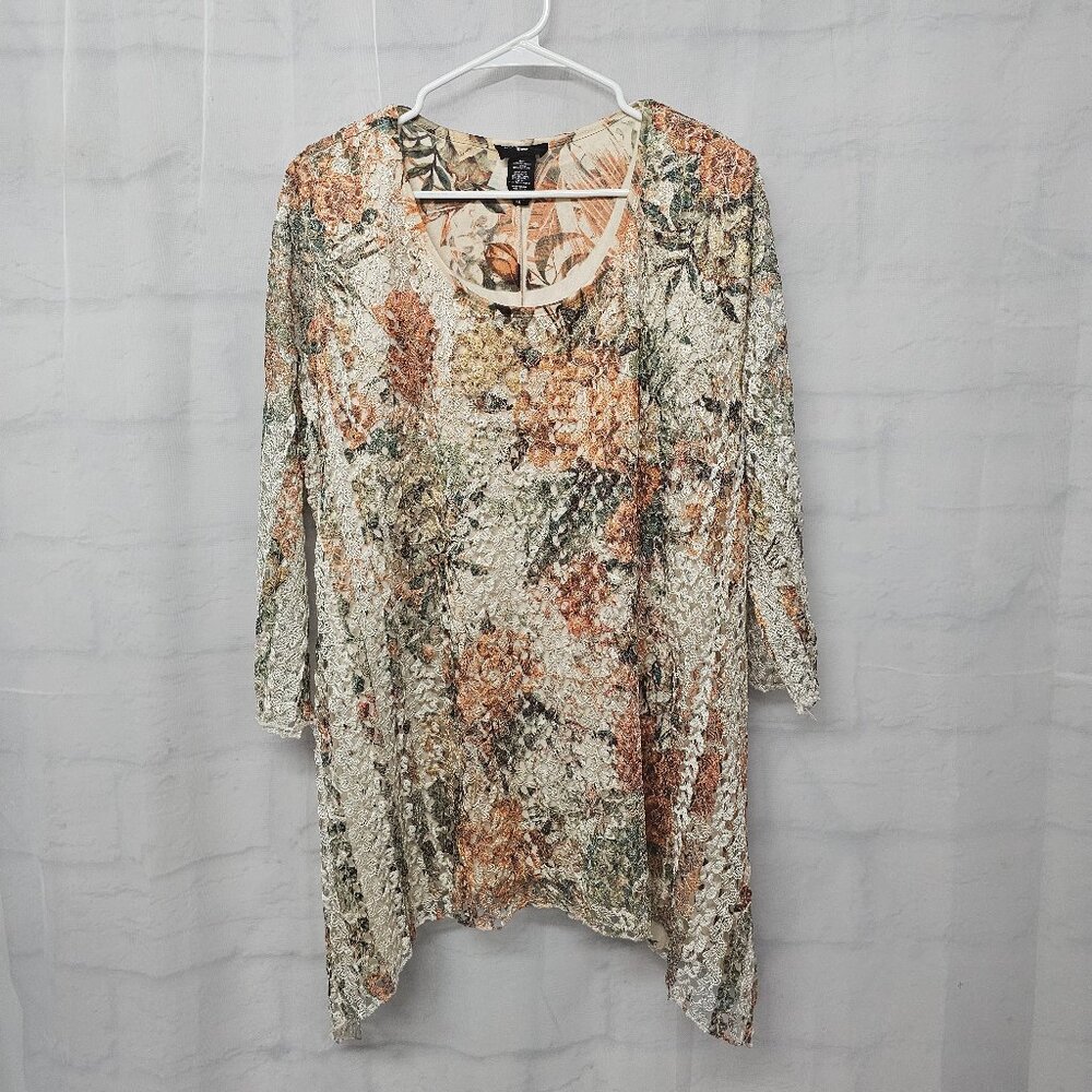 Brittany Black Blouse Crochet Lace Floral Boho Cottage Cream 3X